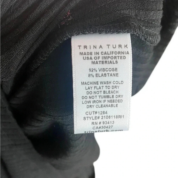 Trina Turk Black short sleeve ribbed shirt with collar size M - Picture 5 of 8